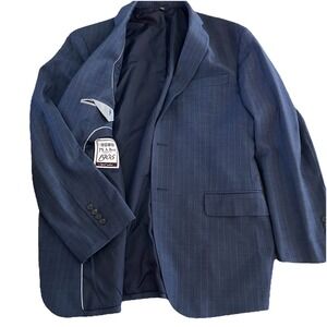 Jos A Bank Men's Brrr Comfort Plaid 40R Blazer Jacket Wool Spandex Stretch Blue